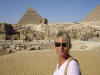 Linda looking a bit windswept on the Giza Plateau